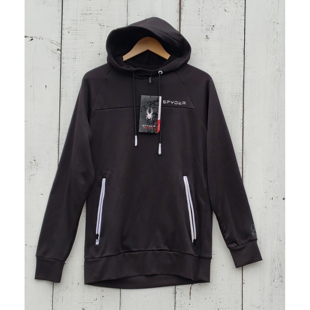 Spyder Men's Size M Long Sleeve Hoodie, Zip Pockets Black Lined NEW